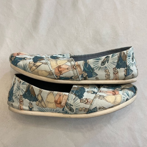 Toms Shoes - TOMS x DISNEY Blue Princess Cinderella Printed Canvas Shoes, Women’s Size 9.